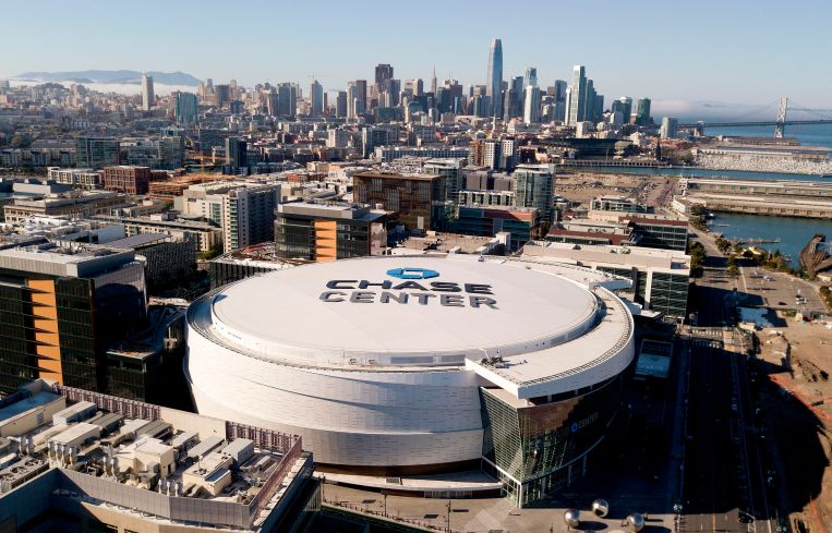 The Chase Center site, with the two towers in this deal bordering it to the west and north.