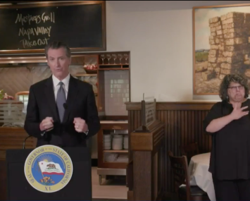 In Napa County, Governor Gavin Newsom announces that 24 counties in the state have “self-attested” and certified with containment and protection plans.