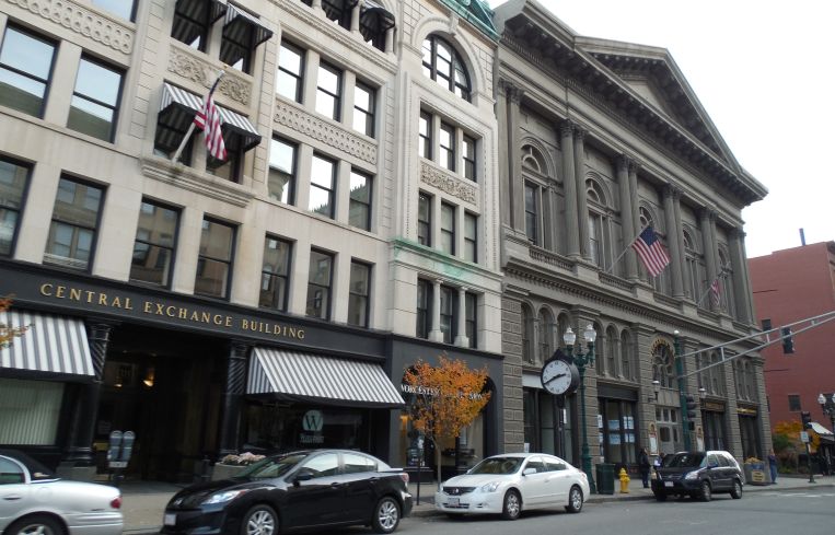 Commercial buildings in Worcester, Mass.