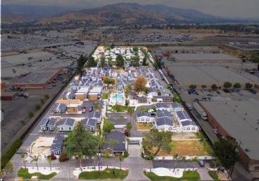 An aerial image of Hollywood Backlot Homes in North Hollywood, Calif.