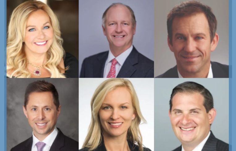 Clockwise from top left: Val Achtemeier, Toby Cobb, Kyle Jeffers, Peter Sotoloff, Abbe Franchot-Borok and Charlie Rose.