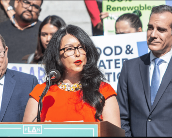 L.A. City Council President Nury Martinez, center, said her "concern remains that we need substantially more assistance from the White House and our federal government if we are going to meet the housing needs of Angelenos and people throughout the nation.”