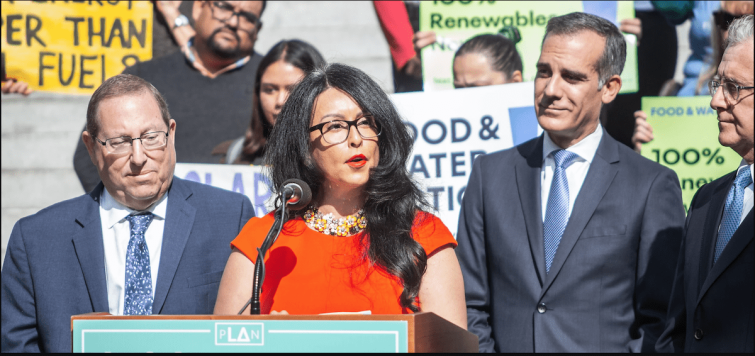 L.A. City Council President Nury Martinez, center, said her "concern remains that we need substantially more assistance from the White House and our federal government if we are going to meet the housing needs of Angelenos and people throughout the nation.”