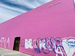 The Paul Smith clothing store at 8221 Melrose Avenue typically attracts a line of people who take selfies in front of the pink wall.