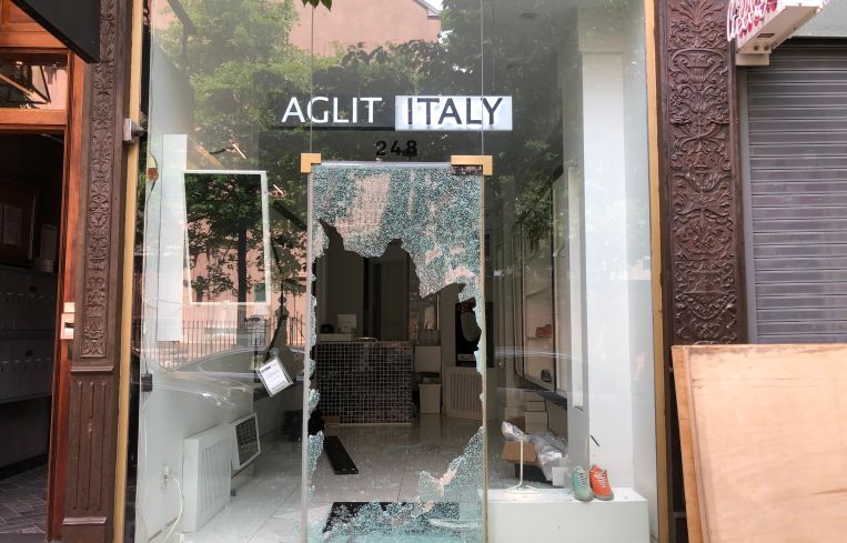 A small high-end shoe store on Mott Street in Soho was looted in the wake of the May 31 George Floyd protests