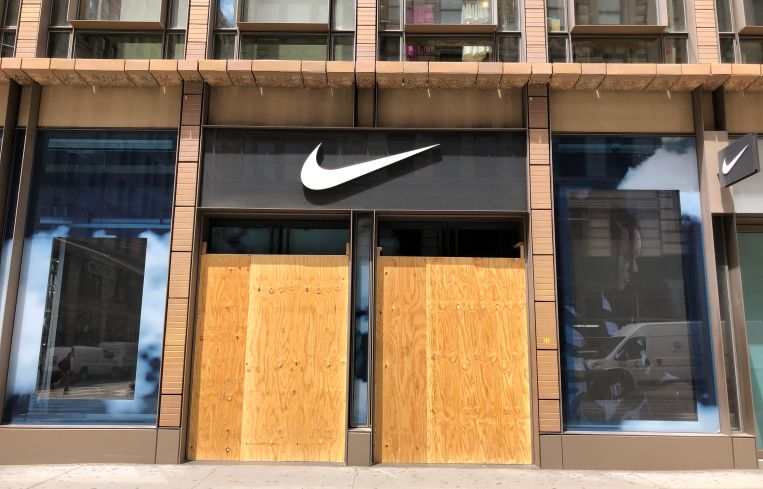 The Nike store on Broadway in Soho was apparently untouched, thanks to hired security.