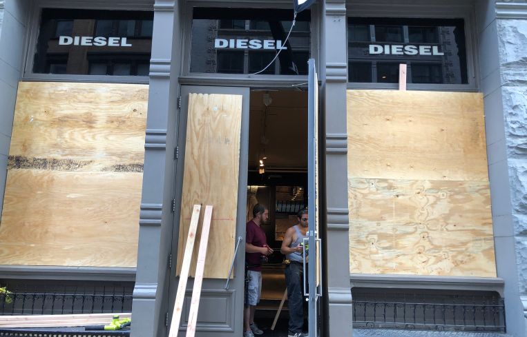 The Diesel store in Soho was also evidently looted, and police were inside surveying the scene on the afternoon of June 1 after the George Floyd protests.