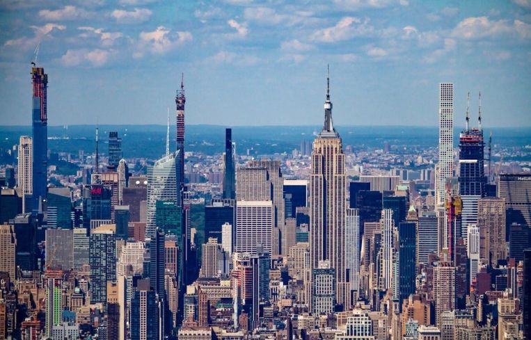 An aerial view of Manhattan.