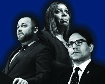Corey Johnson, Letitia James and Richard Mujica.