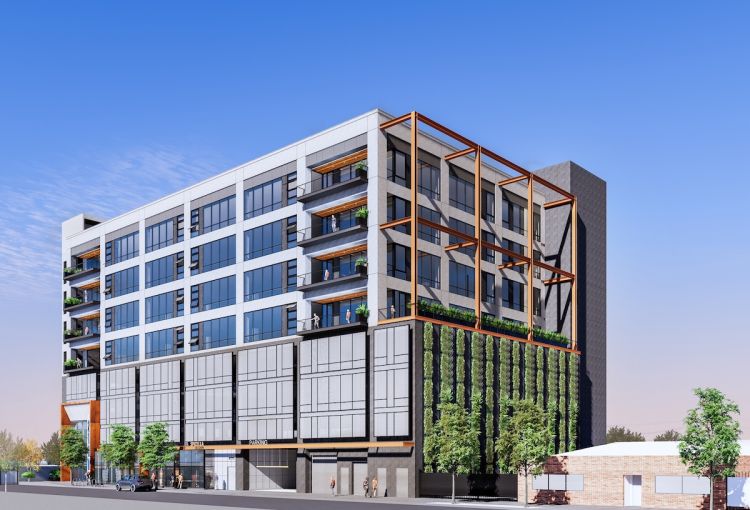 The nine-story development at 2130 Violet Street, is expected to be complete by early 2022.