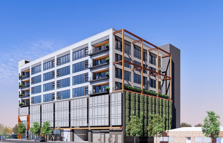 The nine-story development at 2130 Violet Street, is expected to be complete by early 2022.