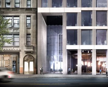 A rendering of the under-construction office tower at 1245 Broadway, which will rise 22 stories.