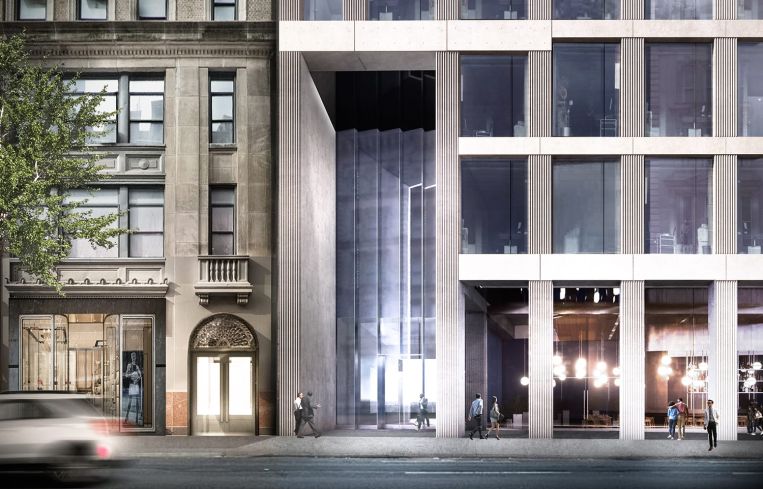 A 50-foot-tall entrance portal that reaches 20 feet into the building creates a dramatic space on the ground floor.