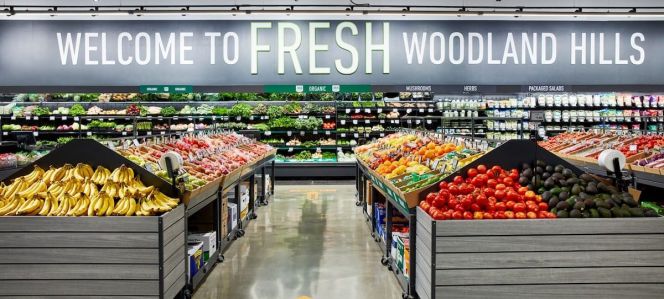 The 35,000-square-foot Amazon Fresh at 6245 Topanga Canyon Boulevard in Woodland Hills.