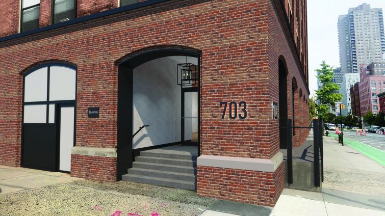 The six-story property, a former piano factory, is also getting new entrances.