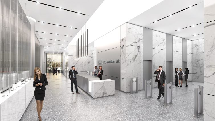 The reception area, like the other parts of the first-floor lobby, will include plenty of white marble. 
