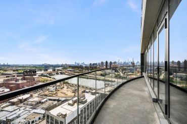 A view of the industrial South Bronx waterfront from the balcony of the newly completed Arches, a two-tower residential project in the Port Morris section of the South Bronx.