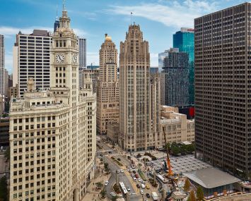 Aerial view of downtown Chicago.
