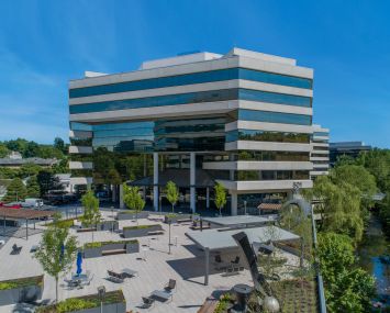 Building 501 at Merritt 7, overlooking the new outdoor plaza