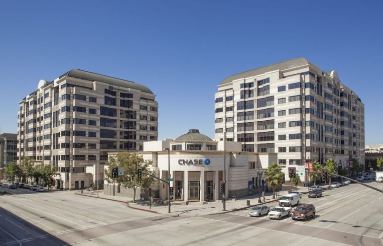 The 477,100-square-foot Pasadena Towers are located at 800 East Colorado Boulevard and 55 South Lake Avenue.