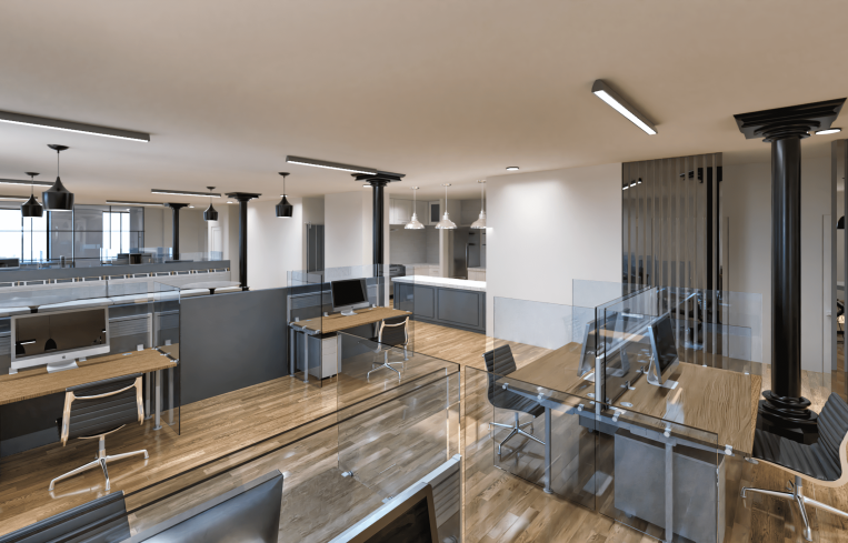 The landlord also created a prebuilt office space on the top floor of the building. 