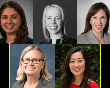DEALMAKERS THROUGH COVID: (clockwise from top left) Darya Shneyder of Marks Paneth, Terri Adler of Duval & Stachenfeld, Melissa Burch of Lendlease, Jamie Lee of Jamison Realty and Kim Hourihan of CBRE.