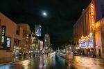 Hollywood Boulevard during the first rain of season on December 28. Without a daily flow of tourists and frequent movie premiers, the street was far more quiet than usual in 2020.