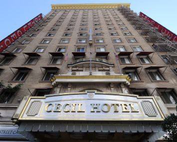 The exterior of the Cecil Hotel in Los Angeles in 2013.