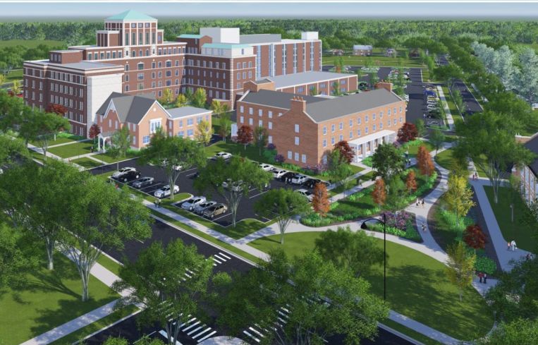 A rendering of a redeveloped Old Copley Hospital.
