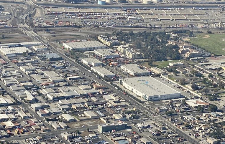 A Prologis warehouse is seen above L.A.'s South Bay. In August, U.S. Elogistics Services Corp. signed a 232,229-square-foot, full-building lease at the 16-acre Prologis Vernon Business Center in Vernon