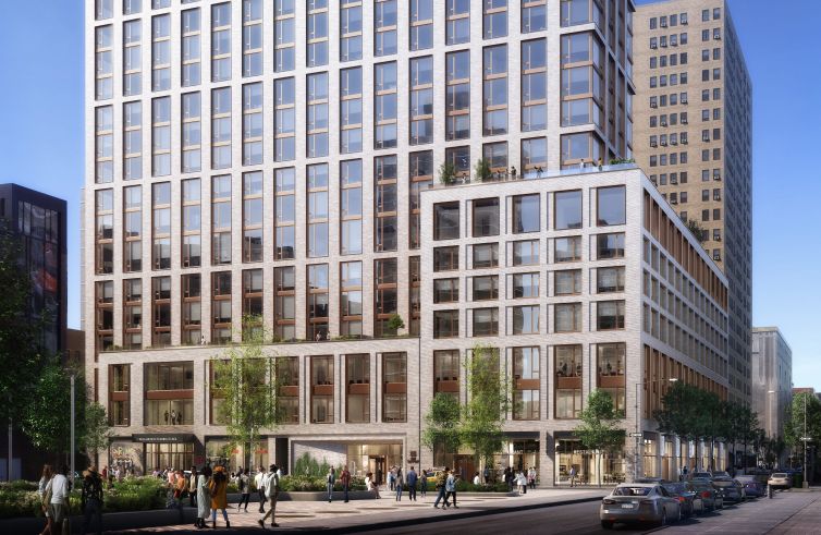 A rendering of the Broome Street Development at 55 Suffolk Street and 64 Norfolk Street.