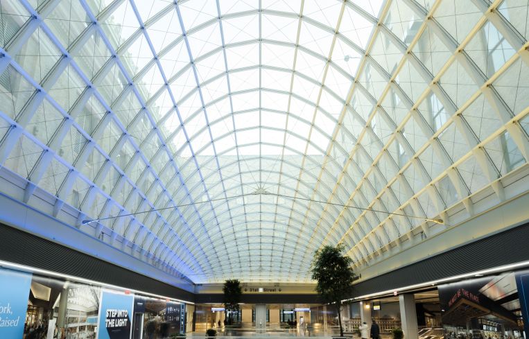 A second, smaller atrium with a skylight connects to the retail and office areas in the western half of the Farley building, where Facebook has leased 730,000 square feet.