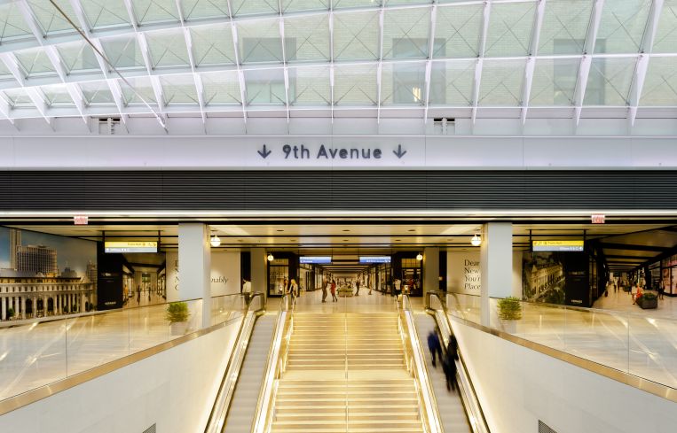 One of the train hall entrances. SOM made an effort to create clear signage and wayfinding for visitors throughout the station.