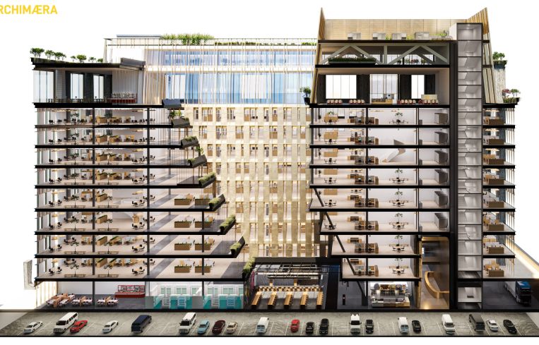 Each floor will have a terrace, and the top floors will have large roof decks that may be used for urban farming or a restaurant/bar.