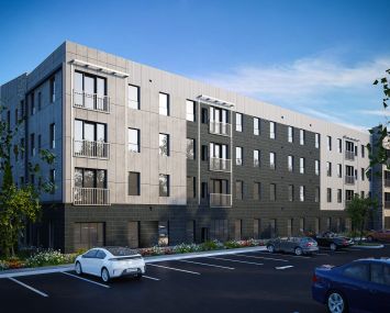 A rendering for the planned Auden Buffalo student housing project near the campus of SUNY Buffalo.