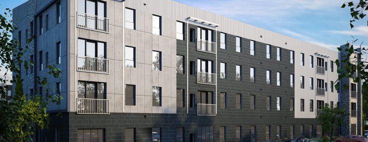 A rendering for the planned Auden Buffalo student housing project near the campus of SUNY Buffalo.