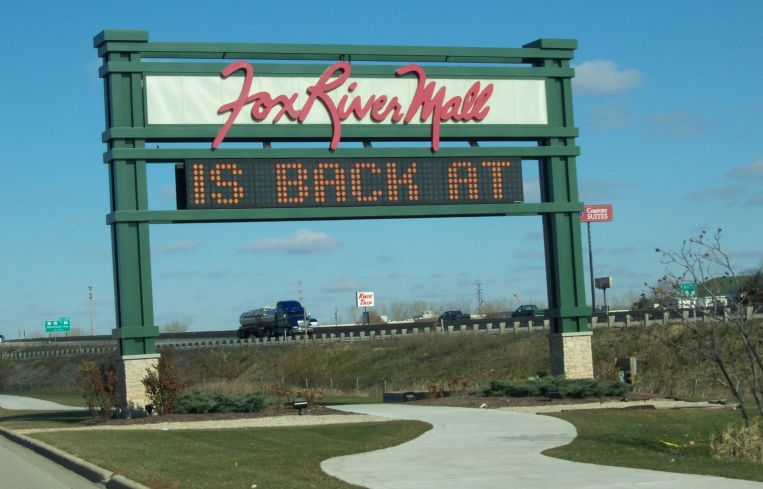 Signage for the Fox River Mall in Appleton, Wis.