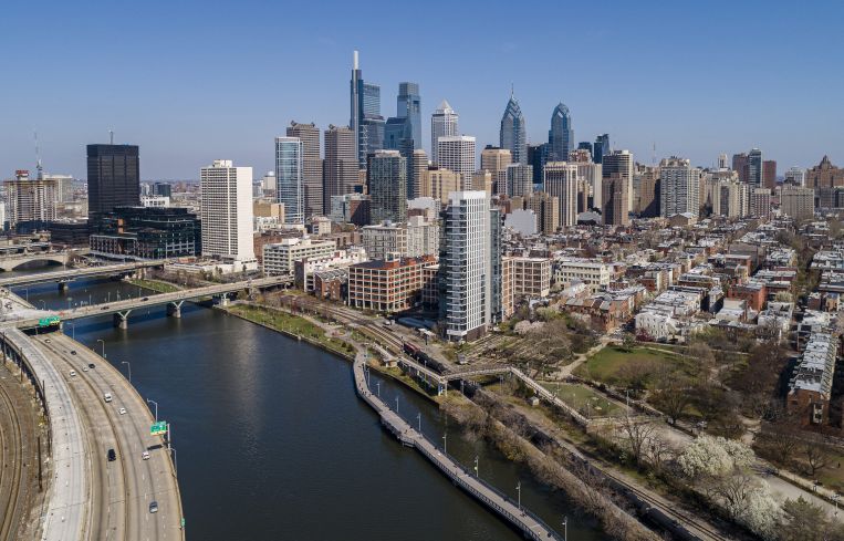 An aerial view of Philadelphia, which is home to assets within the Cabot portfolio.