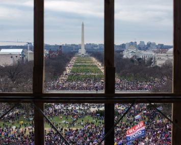 Hunkering down inside an office in the U.S. Capitol, as protestors are rushing the building January 6, 2021 in Washington, DC.