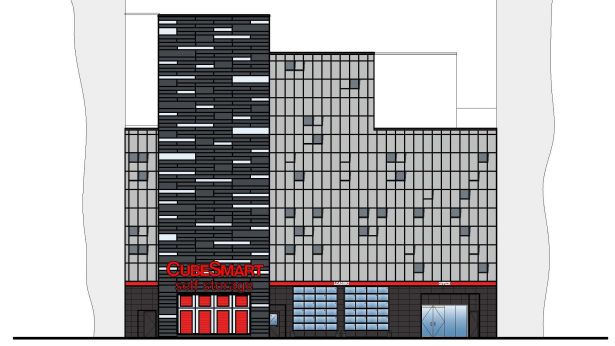 An illustration of the facade of the new self-storage facility at 41-47 East 21st Street.