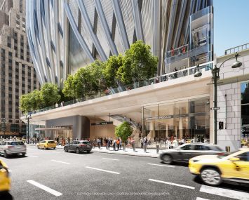 The new elevated public space will be landscaped and include two cafes.