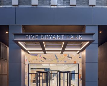 A 1950s mural by artist Max Spivak was uncovered when the entrance and lobby to 5 Bryant Park was being renovated.