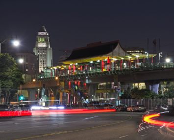 Los Angels City Hall and Chinatown in the foreground. A landlord is planning to increase rent at a building on North Hill Place by more than 200 percent.