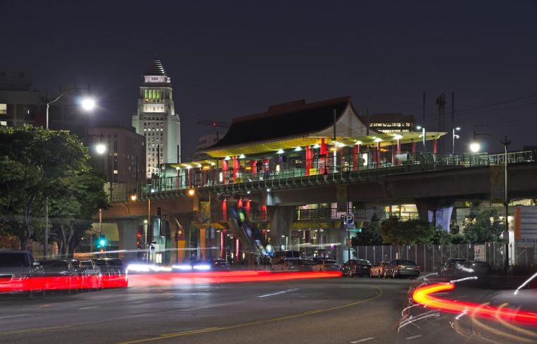 Los Angels City Hall and Chinatown in the foreground. A landlord is planning to increase rent at a building on North Hill Place by more than 200 percent.