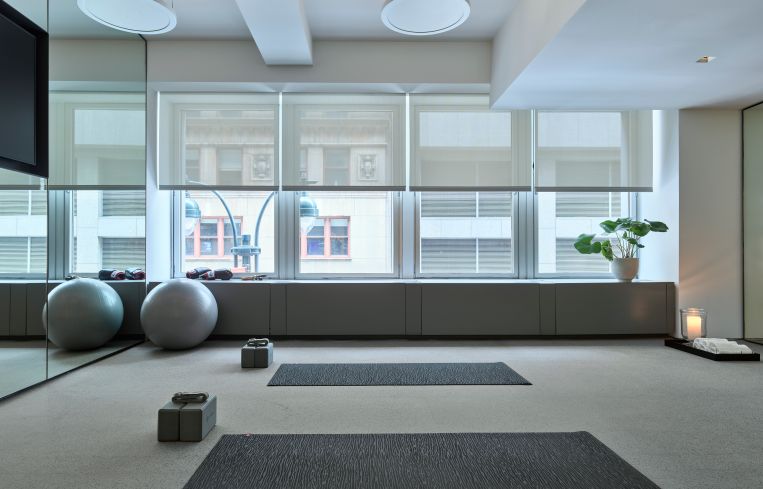 The one-on-one training studio could also be used for meditation or small gorup fitness classes.
