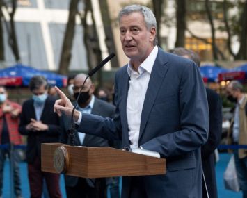 Mayor Bill de Blasio announced a plan to reopen Broadway theaters by September.