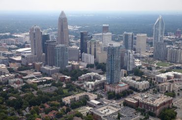 An aerial view of Charlotte, N.C., where nearly half of the properties in this portfolio are located.