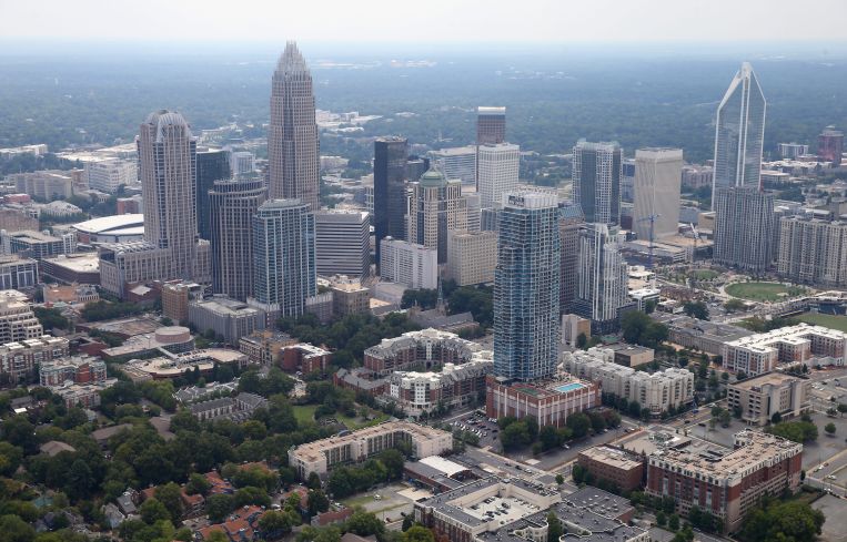 An aerial view of Charlotte, N.C., where nearly half of the properties in this portfolio are located.