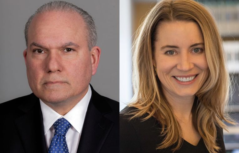 A man and a woman's headshots side by side.