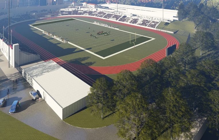 A rendering of a redeveloped Hinchliffe Stadium.